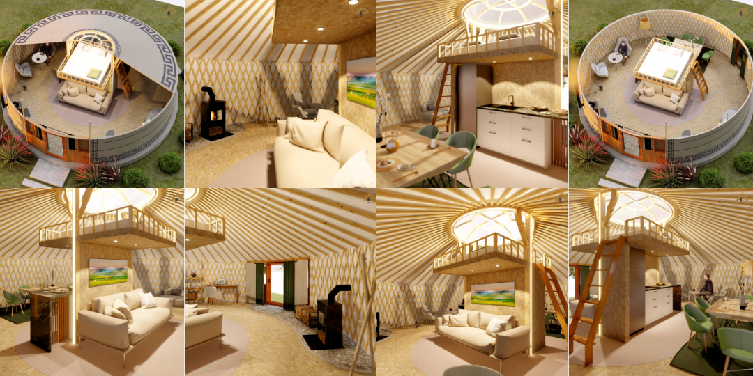 A digital made photo of Zen Yurts new interior design